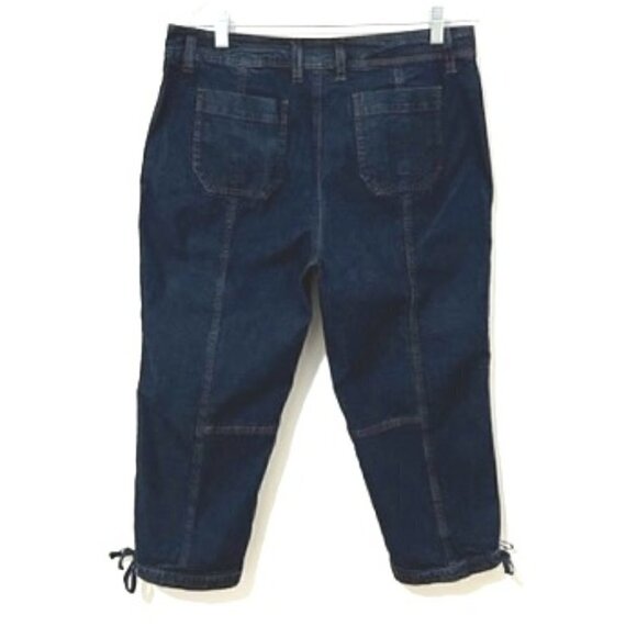 Eileen Fisher Cropped Capri Denim Pants Jeans Tie Cuffs - Picture 1 of 6
